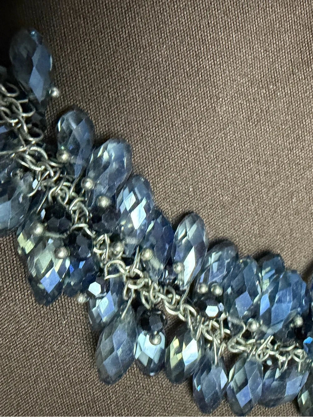 Park Lane Retired Blue Crystal Beaded Statement Necklace Magnetic Closure